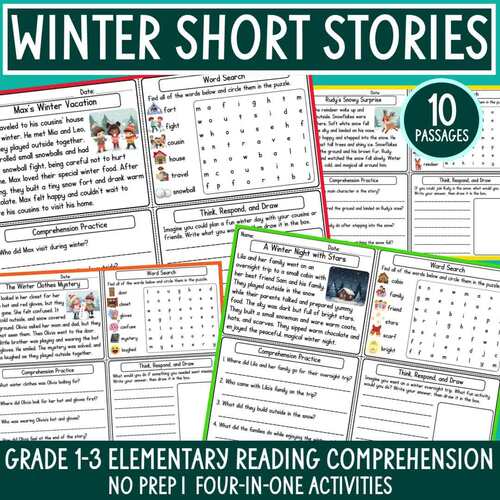 2nd Grade Winter Reading Fluency Comprehension Passages and Questions ...