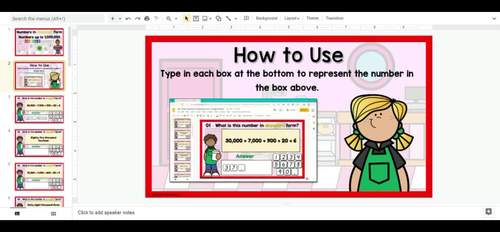 Numbers in Standard Form up to 1,000,000 Place Value Google Activity