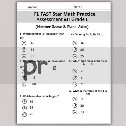 Grade 1 Math Assessment (3): Renaissance Star Practice Activities Set