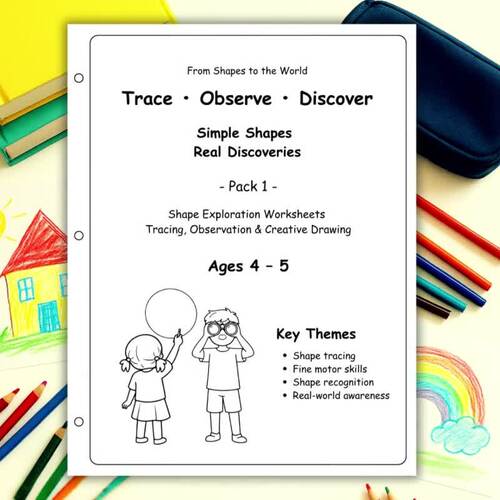 Shape Tracing & Drawing Worksheets | Preschool & Kindergarten | Pack 1