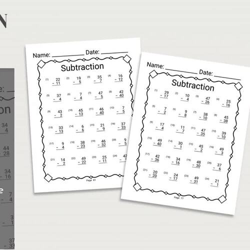 Printable Subtraction Math Worksheets Grade 2