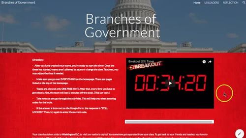 Branches of Government Social Studies Digital Escape Room - Digital ...