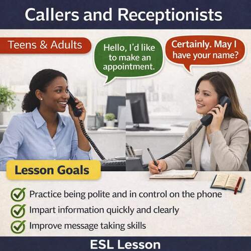 ESL Telephone Skills Role-Play | Callers & Receptionists for Teens and ...