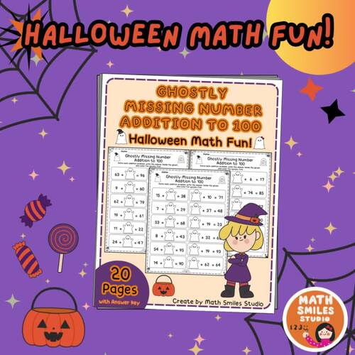 Ghostly Missing Number Addition to 100 | Halloween Math Fun | 2nd Grade