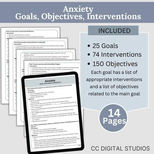 Therapy Tools BUNDLE Measurable Goals Objectives and Interventions ...