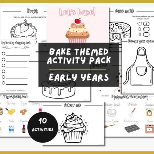Bake Themed Activity Pack Kids Printable Baking Activities Colouring ...