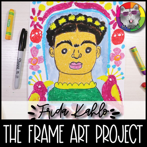 Preview of Frida Kahlo Art Lesson, Portrait Art Project Activity for Primary, Elementary