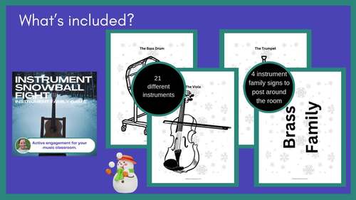Music Instrument Snowball Fight for Elementary & Middle School Music