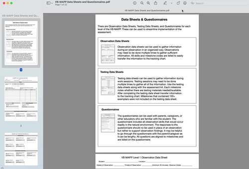 VB-MAPP Aligned Data Sheets & Questionnaires by The Autism Helper
