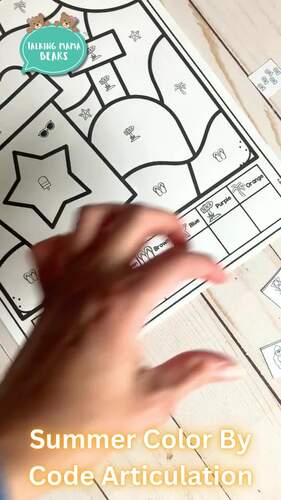 Summer Speech Therapy Color By Code Activity by Talking Mama Bears