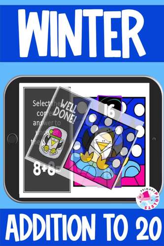 ADDITION TO 20 WINTER MATH BOOM CARDS by Primary Piglets | TPT