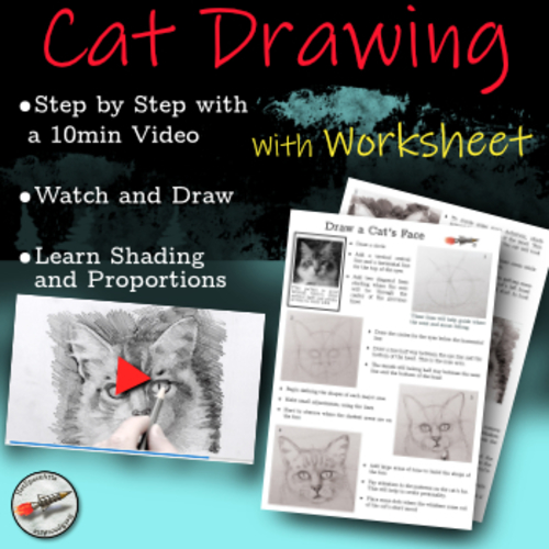 Preview of Draw a Cat Face - Step by Step and Video
