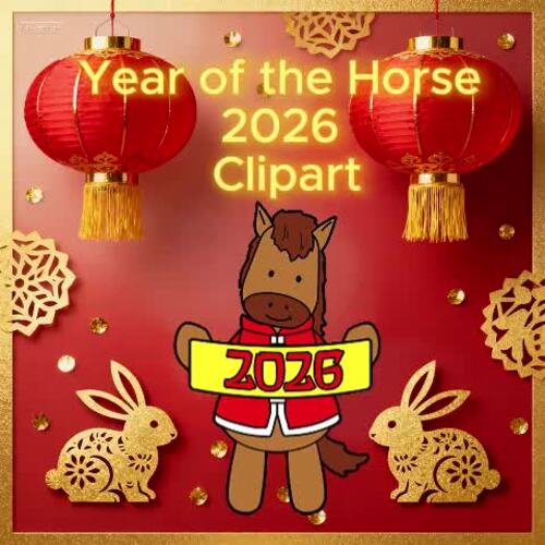 Chinese New Year 2026 Year of the Horse Clipart Mega Bundle– 65 Cute ...