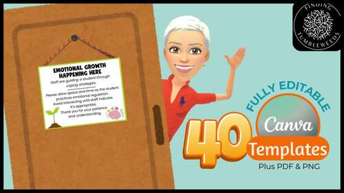 Behavior Support Door Sign Kit | 40 Editable Signs for Special Education