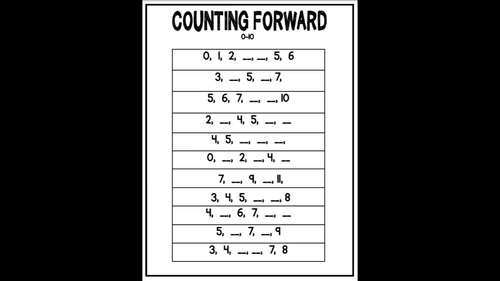 Counting Forward & Backward Worksheets Differentiated! (0-10, 0-20, 0