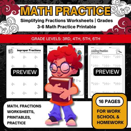 Simplifying Fractions Worksheets | Grades 3-6 Math Practice | TPT