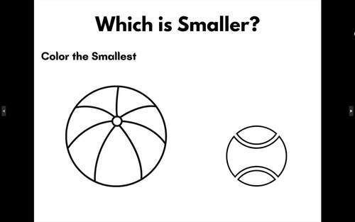 Big VS Small. Basic Concepts for Prek & K to compare sizes & color ...