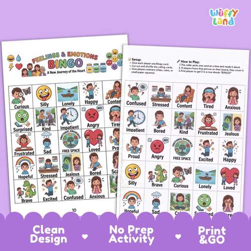 Feelings and Emotions BINGO Game | SEL Social Emotional Learning Activity