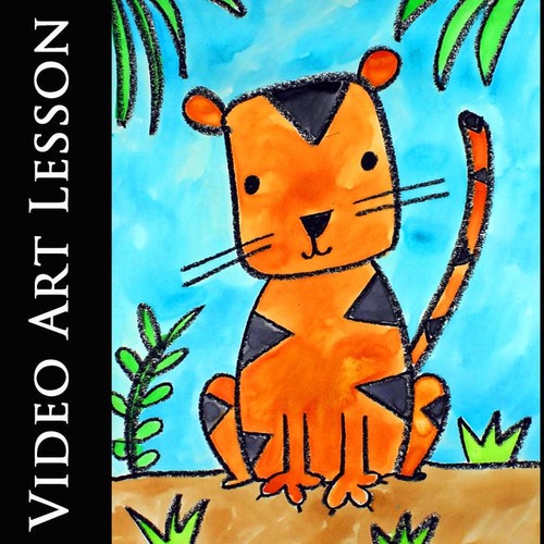 Preview of TIGER in the JUNGLE Video Art Lesson | EASY Directed Drawing & Painting Project