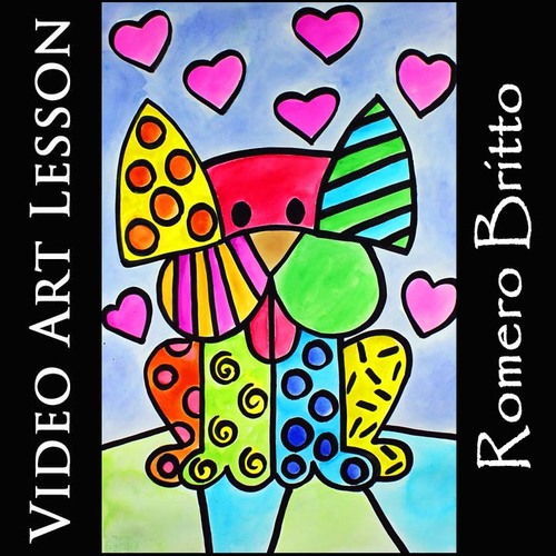 Preview of Romero Britto POP ART DOG & HEARTS | Mother's Day Drawing & Painting Project