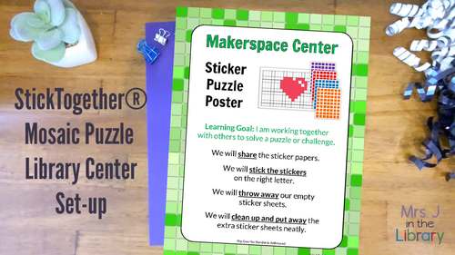 Sticker Puzzle Library Center for StickTogether® Poster by Mrs J in the  Library