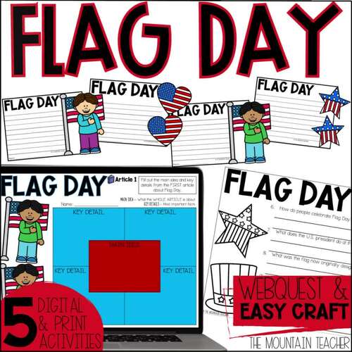 Flag Day Reading Comprehension Activities, Writing, quest & Craft