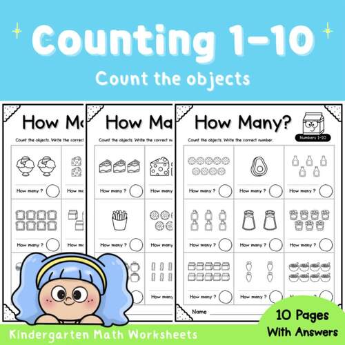 Counting Objects Worksheets 1–10 | Kindergarten Math Practice | No Prep