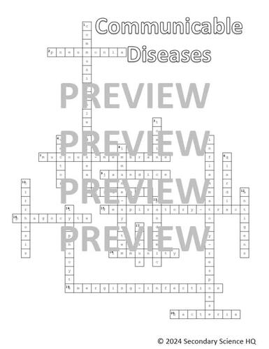 Communicable Diseases Vocabulary Crossword Puzzle Word Search Health