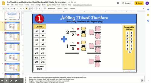 Adding and Subtracting Mixed Numbers With Unlike Denominators | TpT