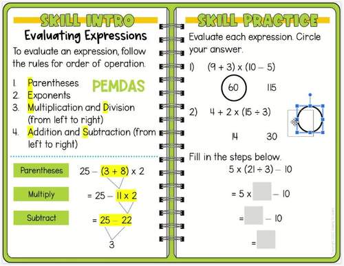 Operations & Algebraic Thinking 5th Grade Digital Math Practice & Quiz ...