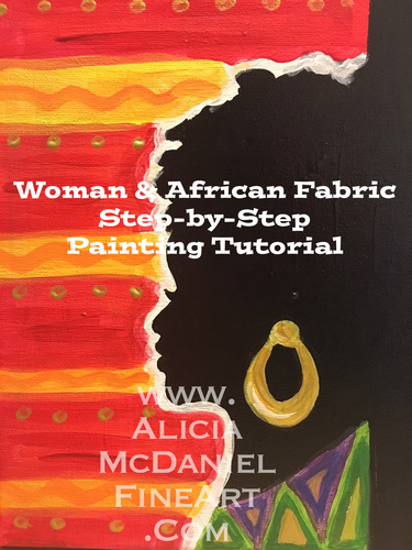 Woman African Fabric Step By Step Painting Tutorial Tpt