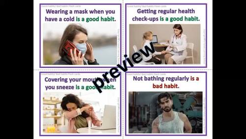 Good and Bad Habits –Flash and Clip/Task cards with real Images.