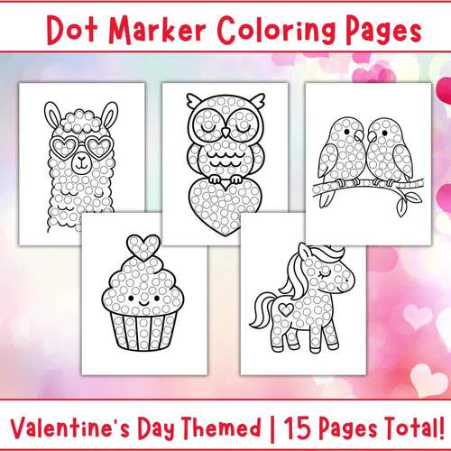 NO PREP Preschool Valentine's Day Activity Dot Marker Coloring Pages