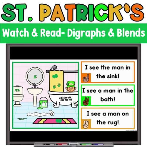 St. Patrick's Day Watch & Read Digraphs Blends Animated Slides Phonics ...