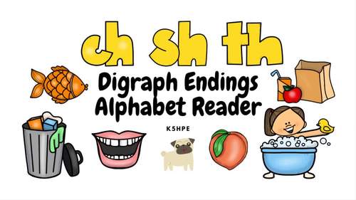 Preview of Digraph Endings Ch Sh Th, Alphabet Reader, Voice-Over Video, Phonics, eBook