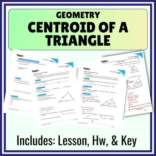 Centroid of a Triangle Guided Notes & Worksheets | 9th-11th Grade Geometry