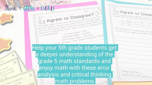 5th Grade Math Worksheets Review Activities Centers Problem ...
