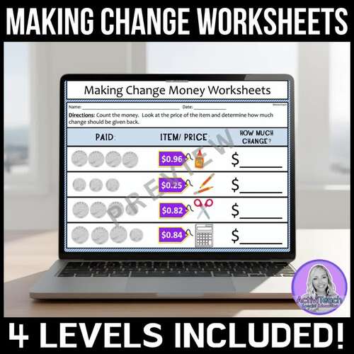 Making Change Homework Packet | Money Math Practice Worksheets | Functional Math