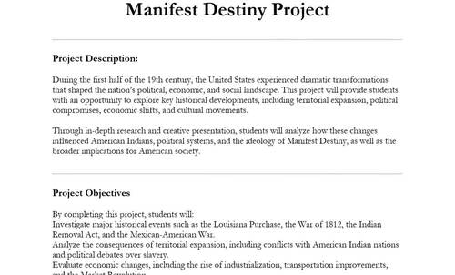 Manifest Destiny Project by PBL History & Civics | TPT