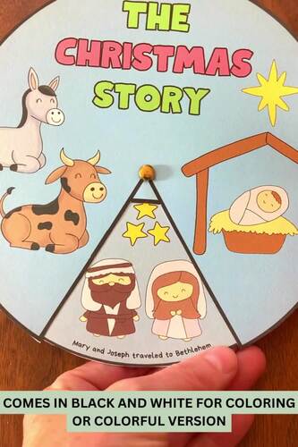 Christmas Nativity Coloring Wheel Craft, Birth Of Jesus Sunday School ...