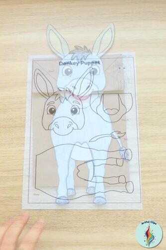 Donkey Paper Bag Puppet Craft Template Farm Animal Color Cut and Paste ...