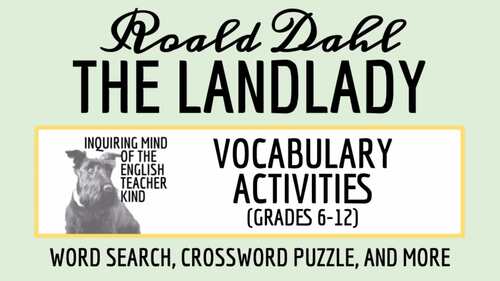 quot The Landlady quot by Roald Dahl Vocabulary Games (Crossword Puzzle Word