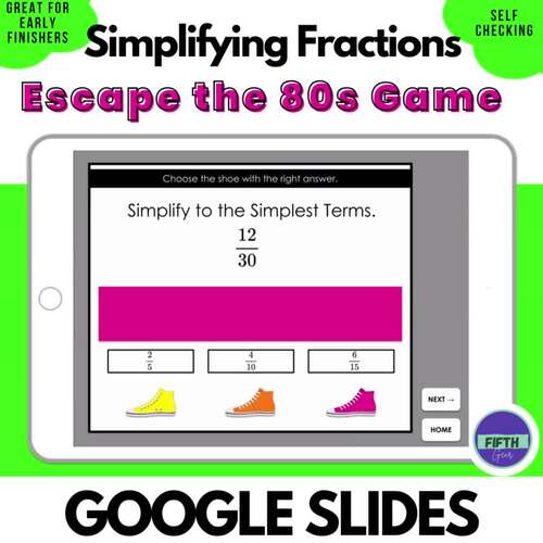 Simplifying Fractions Self Checking Game - Digital Resources by Fifth Gear