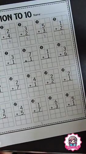 First Grade Addition to 10 Grid Paper Worksheets : Graph Paper Math Practice!