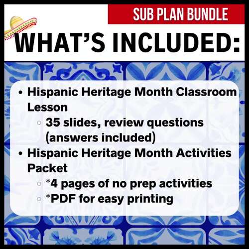 Hispanic Heritage Emergency Sub Plans → Classroom Lesson & Activities ...