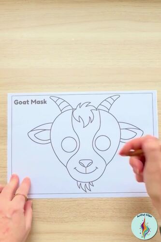 Goat Mask Printable Farm Animal Coloring Sheet Craft, Preschool ...