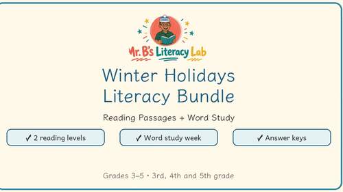 Winter Literacy Bundle 3rd 4th 5th | Passages, Word Study, Readers Theater