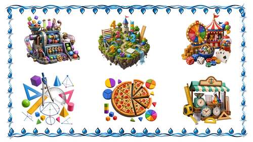 3D Math Scene Clipart Pack | Algebra Geometry Fractions PNGs | TPT