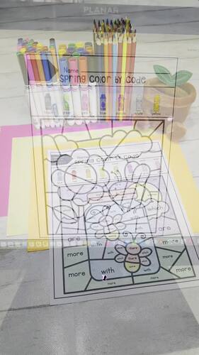 Spring Color by Sight Word Coloring Sheets - Editable Color by Code