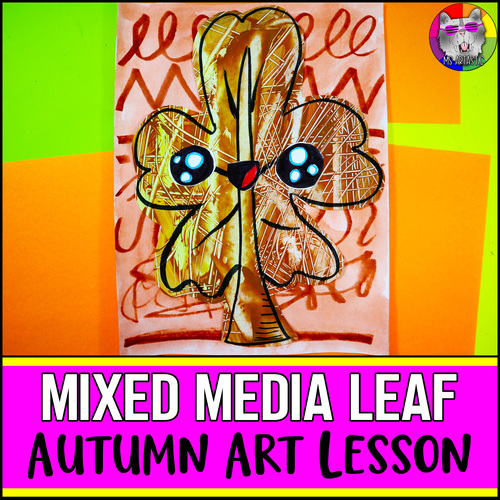 Preview of Autumn Leaf Art Project, Mixed Media Art Lesson Activity for Primary